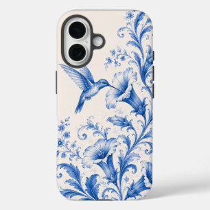Blue Chinoiserie Hummingbird Phone Case