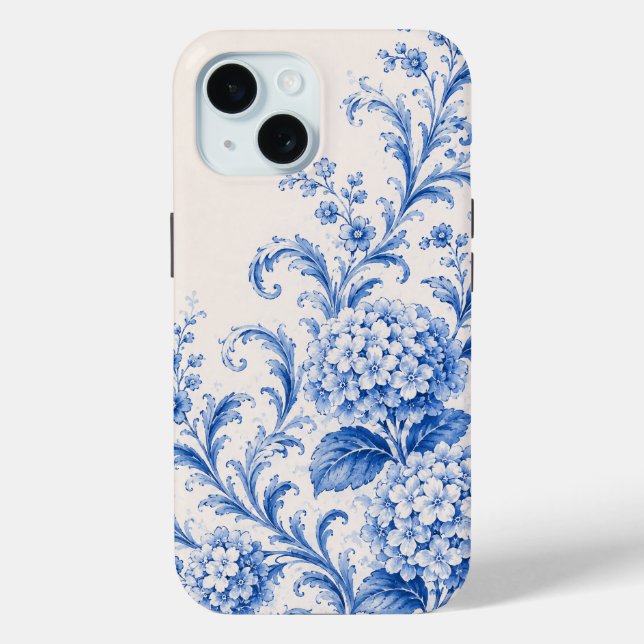 Blue Chinoiserie Hydrangea Phone Case (Back)