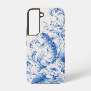 Blue Chinoiserie Koi Lotus Phone Case