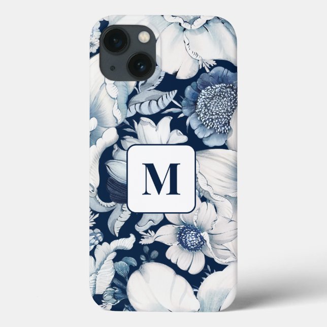 Blue Chinoiserie Monogram iPhone Case (Back)