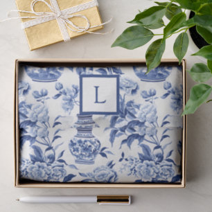 Blue Chinoiserie Monogram  Tissue Paper