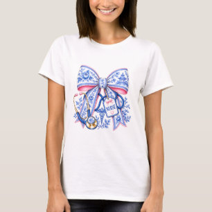 Blue Chinoiserie Nurse Bow T-Shirt