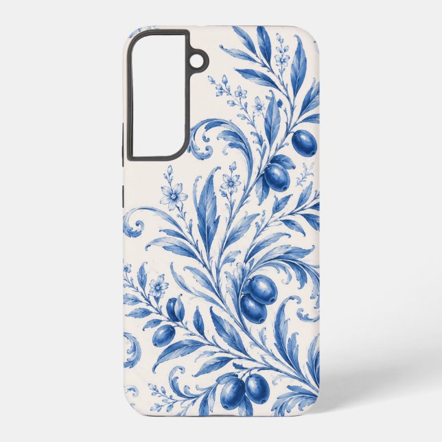Blue Chinoiserie Olive Branch Phone Case (Back)