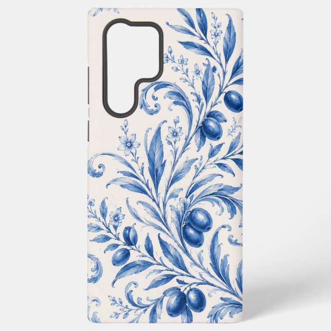 Blue Chinoiserie Olive Branch Phone Case (Back)