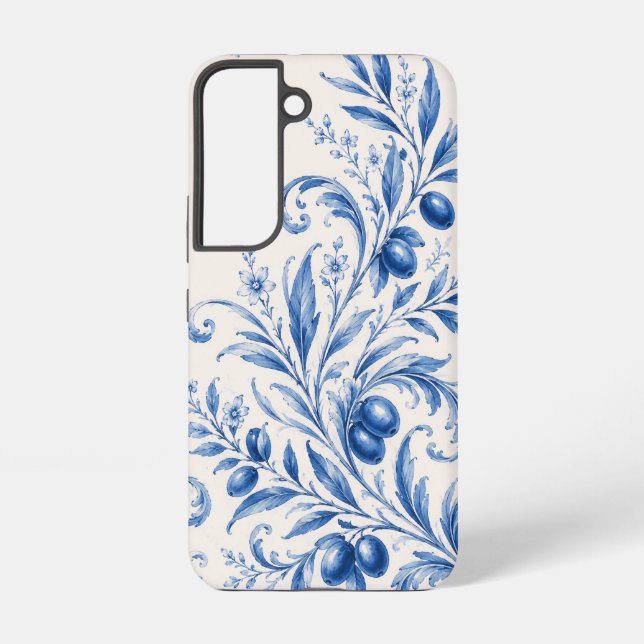Blue Chinoiserie Olive Branch Phone Case (Back)
