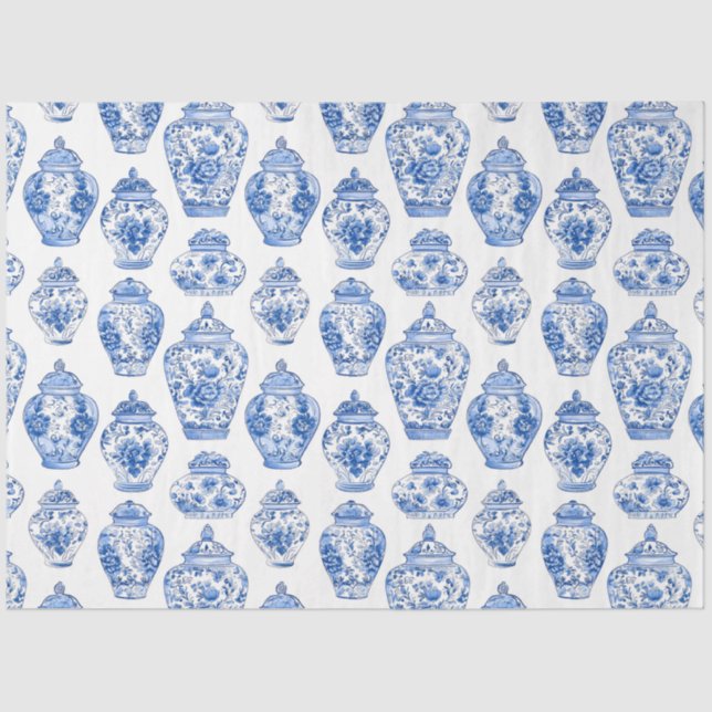 Blue Chinoiserie Pattern  Tissue Paper (Front)