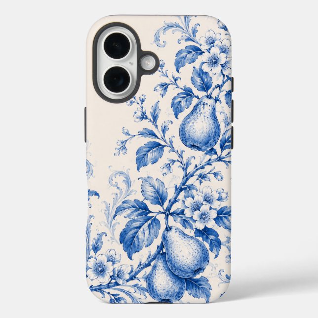 Blue Chinoiserie Pear Blossom Phone Case (Back)