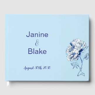 Blue Chinoiserie Peony Mariage Livre d'or