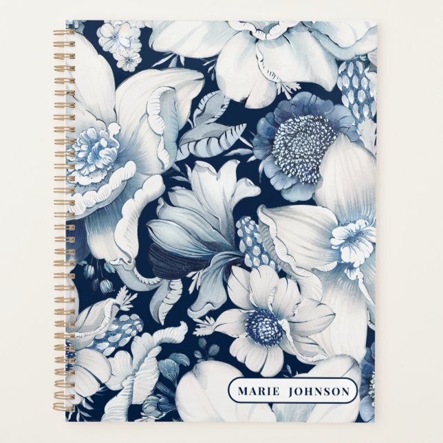 Blue Chinoiserie Personalized Planner (Front)