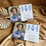 Blue Chinoiserie Porcelain 50th Birthday Photo Invitation<br><div class="desc">Beautiful chinoiserie-inspired design featuring elegant blue and white porcelain ginger jars</div>