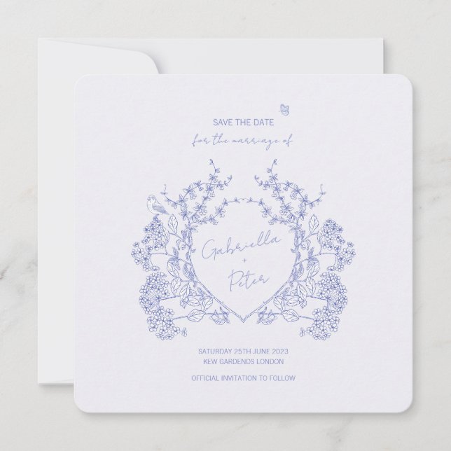 Blue Chinoiserie Save The Date (Front)