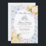 Blue Chinoiserie Tea Party Birthday Toile Invitation<br><div class="desc">It’s time for tea with mom-to-be! Elevate your next baby shower with this delicate bouquet of light blue chinoiserie florals. This whimsical floral theme is inspired by the charm of an English garden,  featuring a pastel toile pattern with zesty lemons and soft pink flowers.</div>