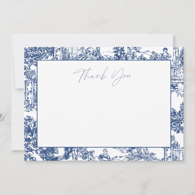 Blue Chinoiserie Thank You Note Card (Front)