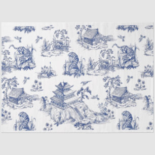 Blue Chinoiserie Tiger Blue Flow Decoupage  Tissue Paper