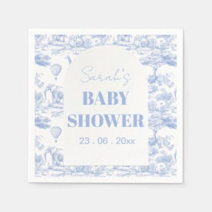 Blue Chinoiserie Toile de Jouy Baby Shower Napkin