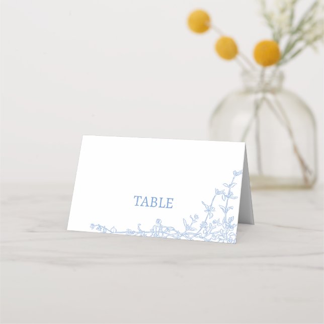 Blue Chinoiserie Toile de Jouy Table Seating Place Card (Front)