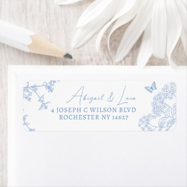 Blue Chinoiserie Toile de Jouy Wedding Address (Insitu)