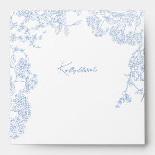 Blue Chinoiserie Toile de Jouy Wedding Envelope