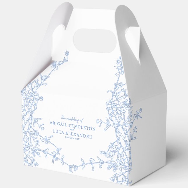 Blue Chinoiserie Toile de Jouy Wedding Favor Box (Front)