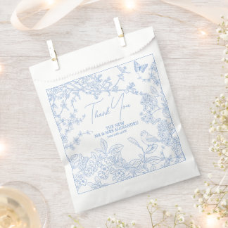 Blue Chinoiserie Toile de Jouy Wedding Save Date Favour Bag