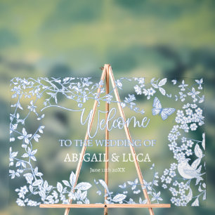 Blue Chinoiserie Toile Jouy Affiche de bienvenue M