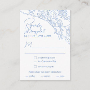 Blue Chinoiserie Toile Wedding Website RSVP  Enclosure Card