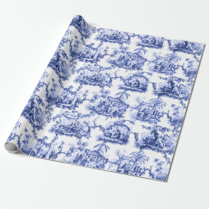 Blue Chinoiserie Toile Wrapping Paper
