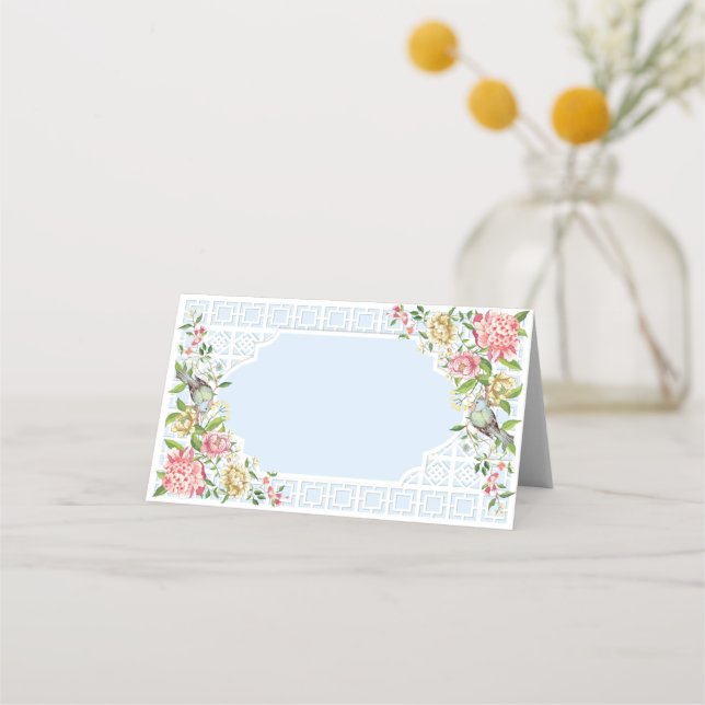 Blue Chinoiserie Trianon Place Card (Front)