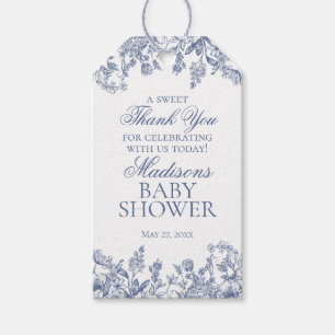 Blue Chinoiserie Vintage Floral Baby Shower Favors Gift Tags