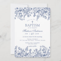 Blue Chinoiserie Vintage Floral Baptism