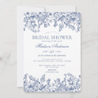 Blue Chinoiserie Vintage Floral Bridal Shower