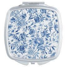 Blue Chinoiserie Watercolor Floral Botanical