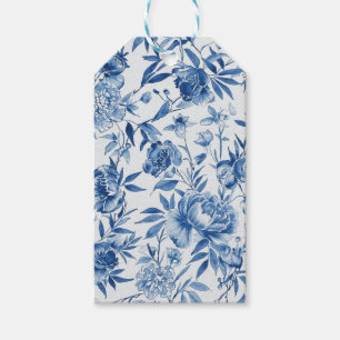 Blue Chinoiserie Watercolor Floral Botanical Gift Tags
