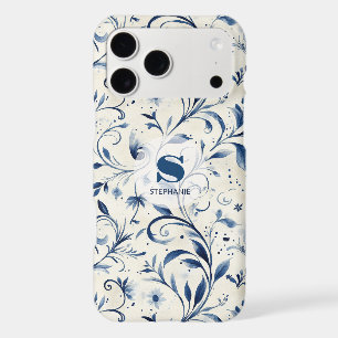 Blue Chinoiserie Watercolor Vine & Floral