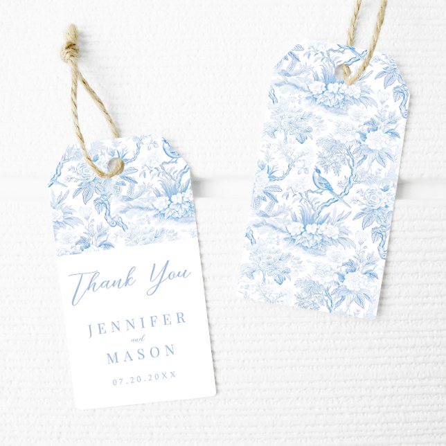 Blue chinoiserie wedding thank you gift favour tag (Creator Uploaded)