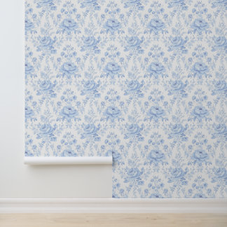 Blue Chinoises Coastal Grandmother Floral Wallpaper