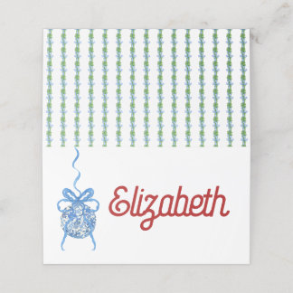 Blue Chinoserie Ornament Folded Place Card