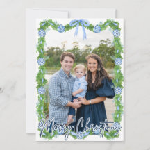 Blue Chinoserie Ornament Navy Frame Card
