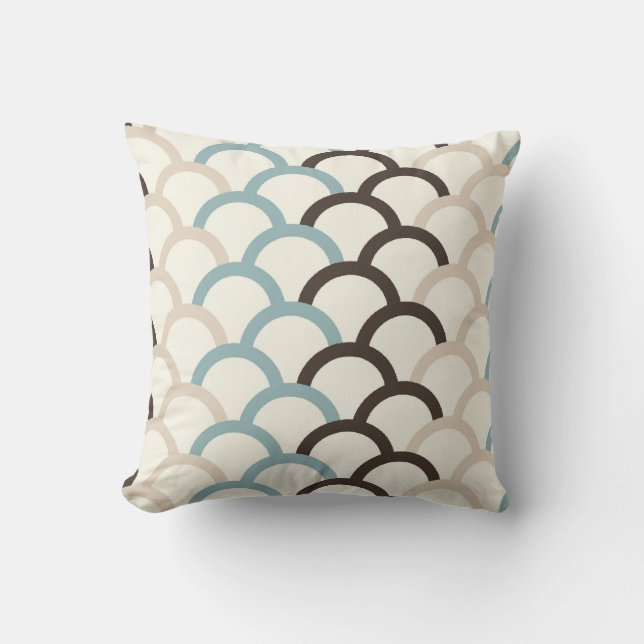 Blue, Chocolate, Cream Abstract Pillow (Front)