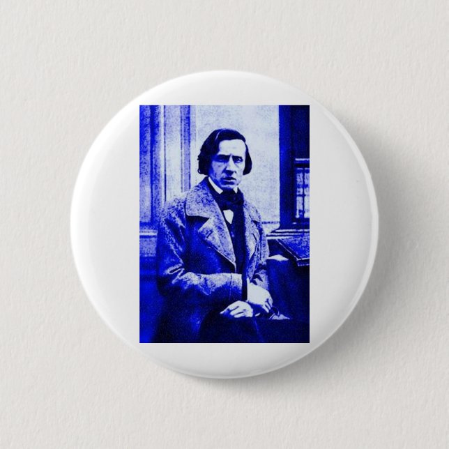 Blue Chopin 2 Inch Round Button (Front)