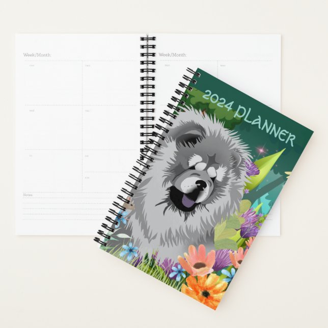 BLUE CHOW 2024 Daily Planner customize text (Display)