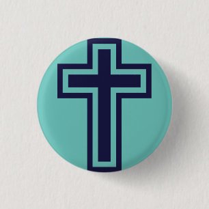 Blue Christian cross different variants 1 Inch Round Button