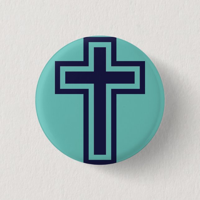 Blue Christian cross different variants 1 Inch Round Button (Front)