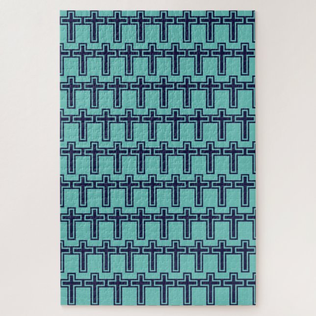 Blue Christian cross different variants Jigsaw Puzzle (Vertical)