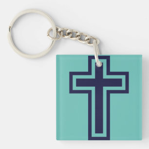 Blue Christian cross different variants Keychain