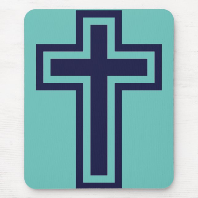 Blue Christian cross different variants Mouse Pad (Front)