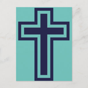 Blue Christian cross different variants Postcard