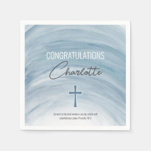 Blue Christian Cross Graduation Napkin