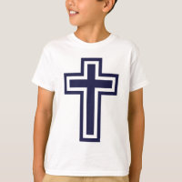 Blue Christian Cross Minimalist Faith Art