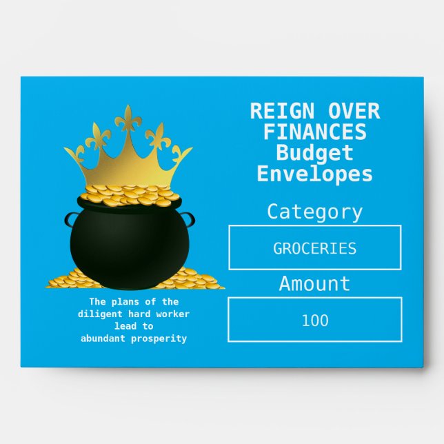 Blue Christian REIGN OVER FINANCES Budget Cash Envelope (Front)